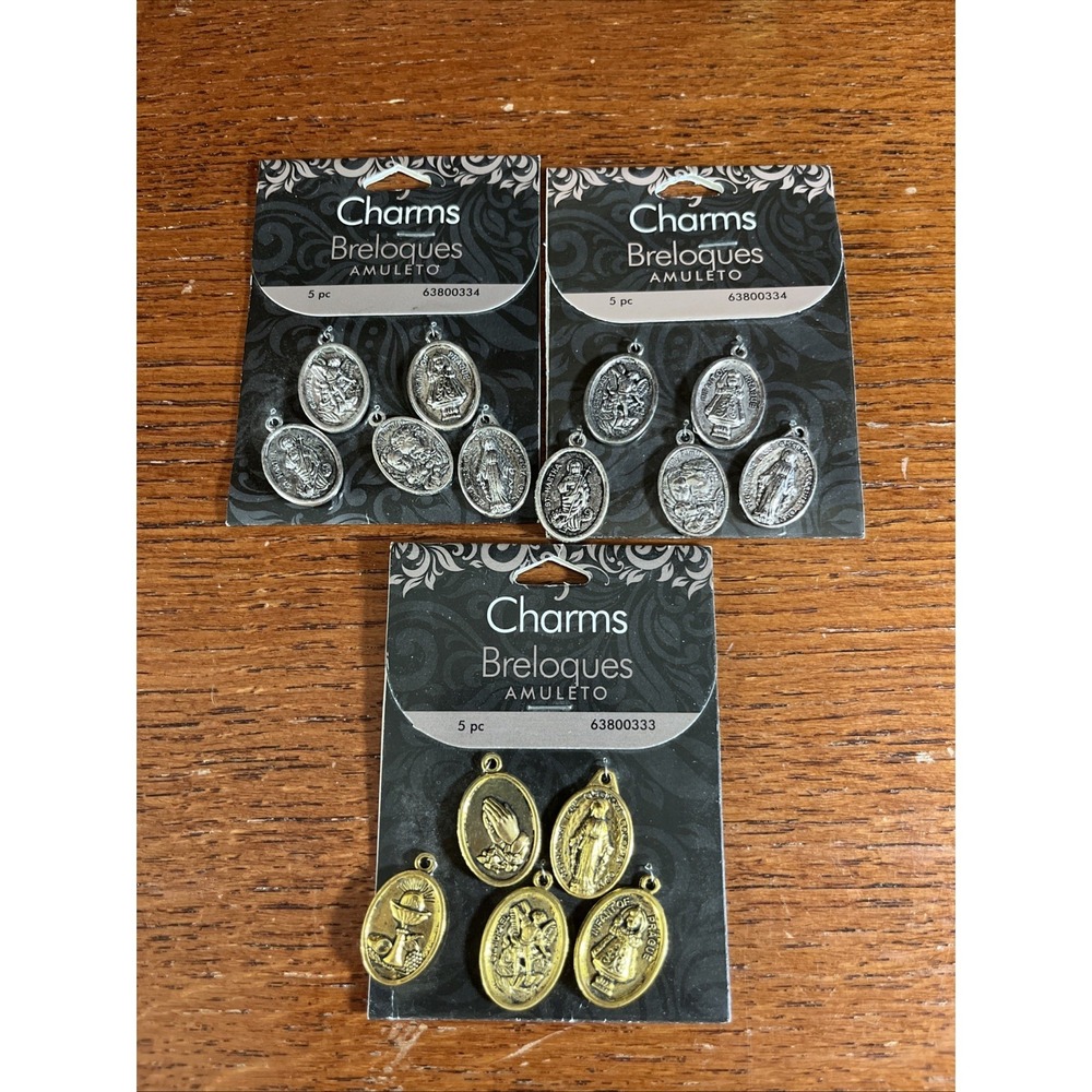3 Packs On Cards Madonna Gold & Silver Charms For Necklace Jewelry Making